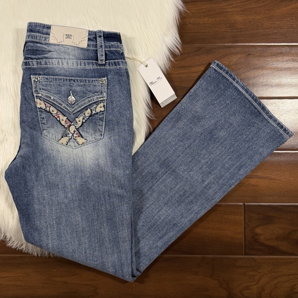 Miss Me Size 32 X 32 Paisley Embellished Mid Rise Bootcut Denim Jeans